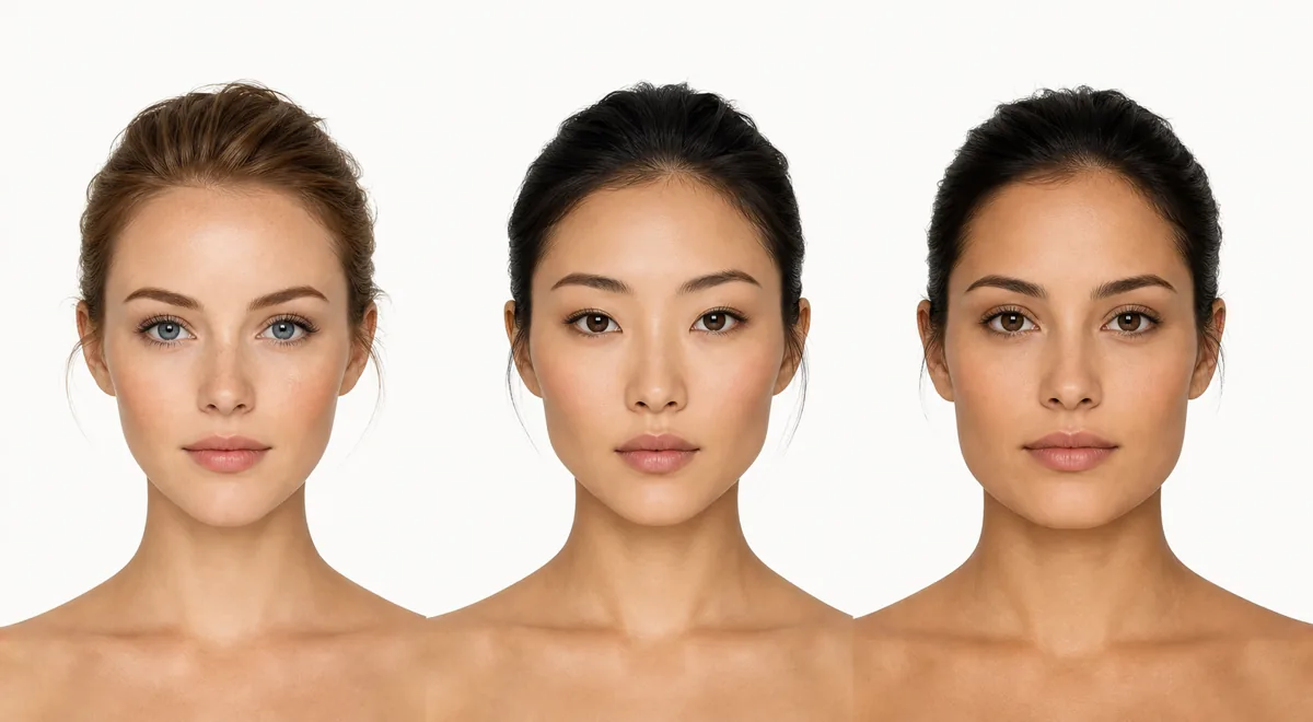 Comparison of heart, diamond, and triangle face shape width patterns