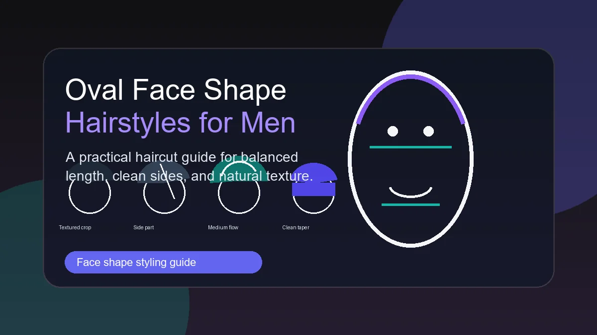 Illustration of oval face shape hairstyles for men with haircut options